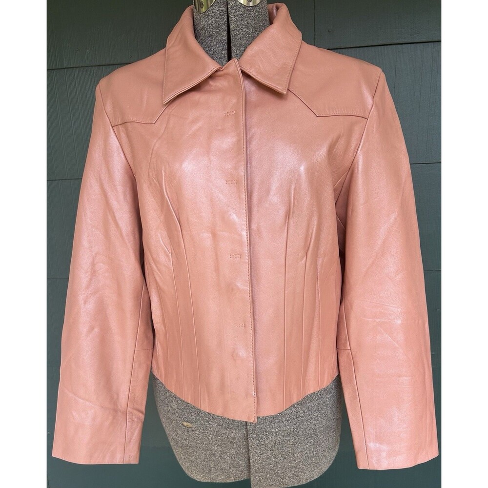 Vintage Saguaro 90s Pink Leather Jacket Large Y2K Princess Bimbo Coquette Biker